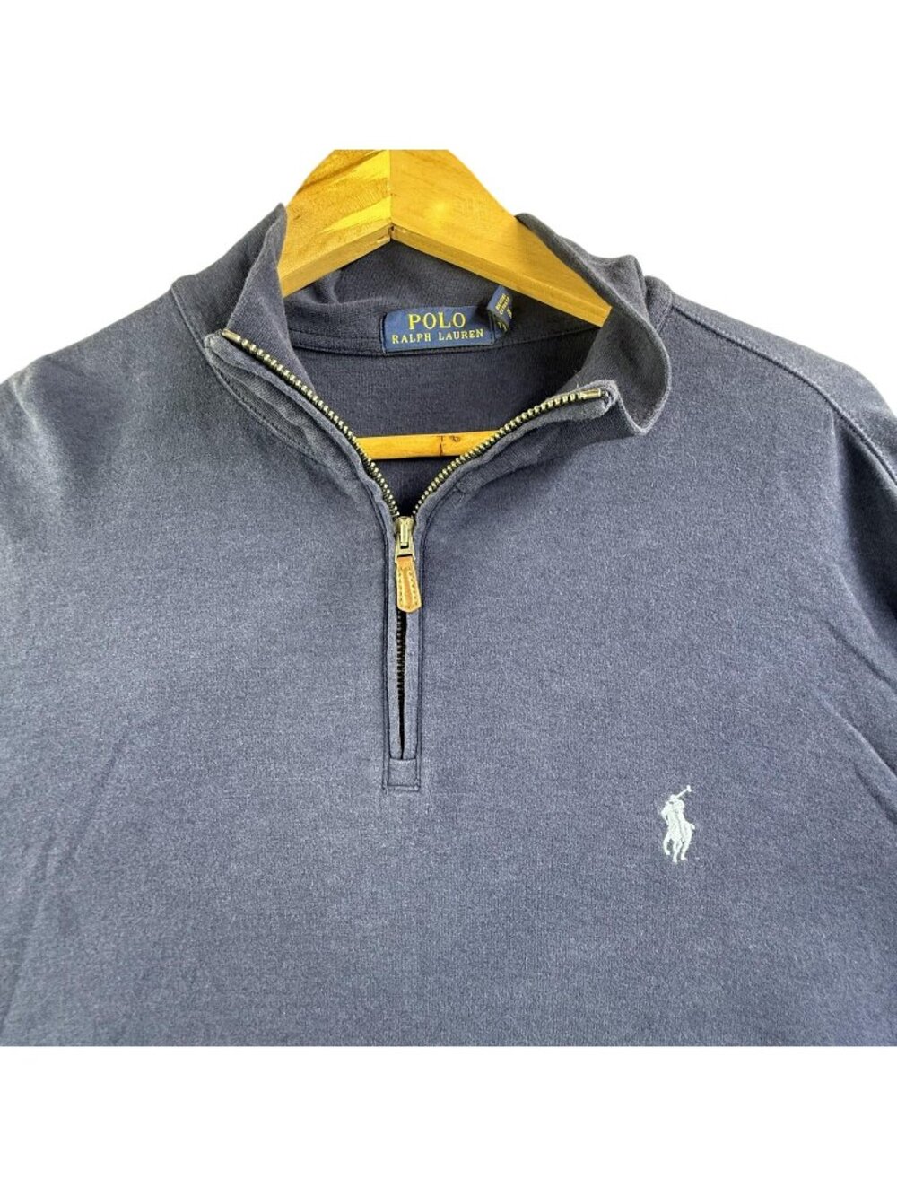 Polo Ralph Lauren Sweatshirt Mens XL Blue 1/4 Zip Mock Neck Pullover Pony Logo